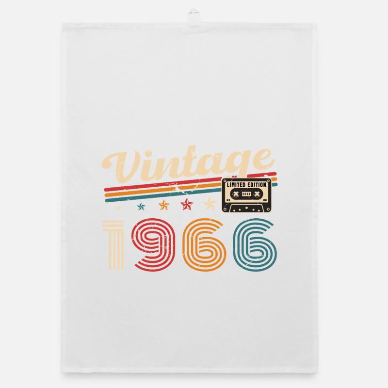 60 Years 1966 Vintage Retro Birthday Gift Organic dish towel