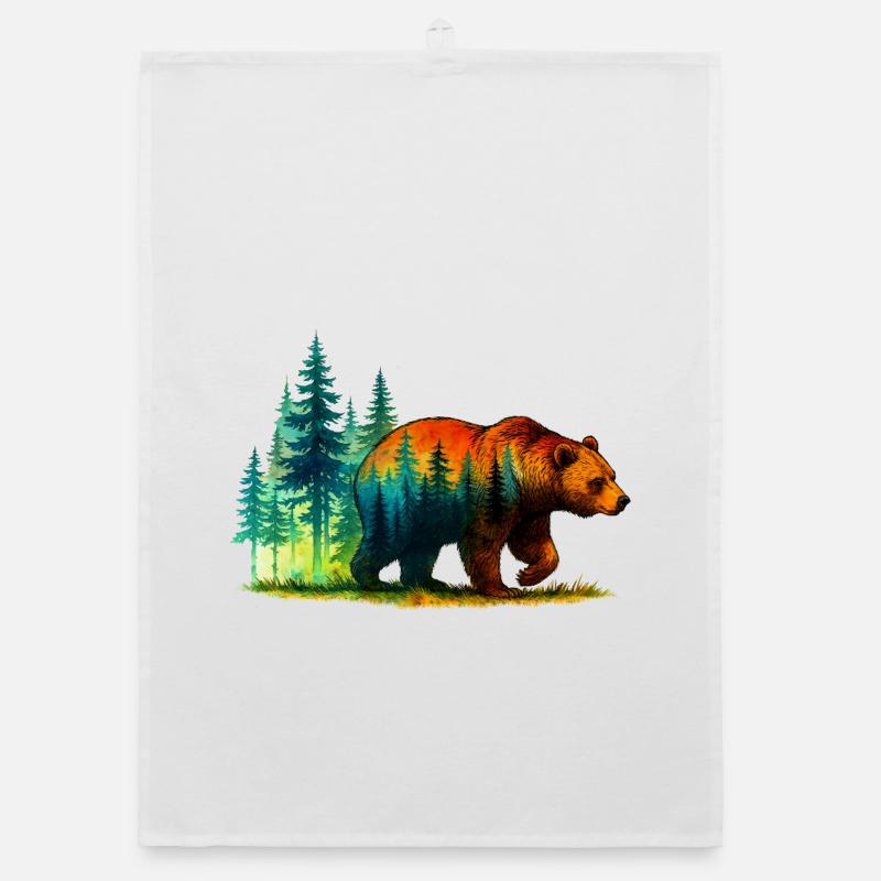 Bear Forest Reflection Hiking Wilderness Nature Organic dish towel