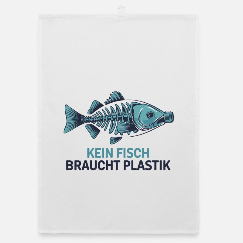 No fish needs plastic, environmental protection motif Organic dish towel