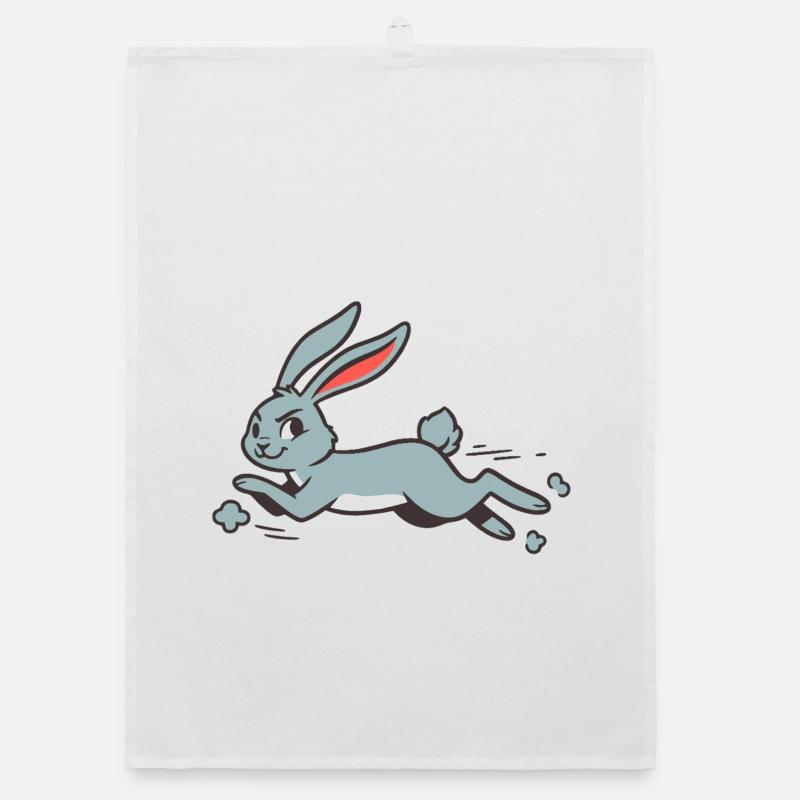 Running Bunny Rabbit Long-Eared Comic Funny Organic dish towel