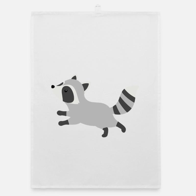 Style minimaliste de raton laveur coureur mignon Torchon bio