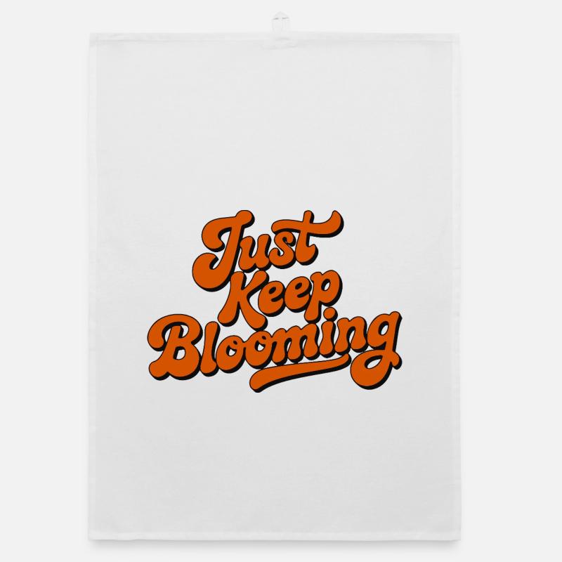 Just Keep Blooming Floral Script Organic dish towel