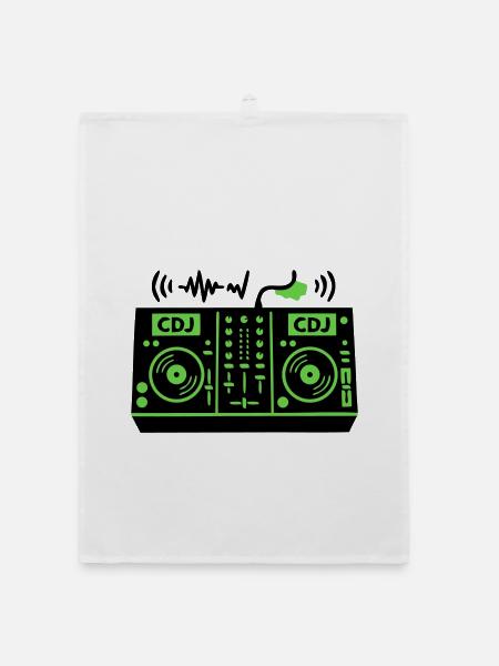 DJ Mixer Mischpult Techno Festival Raver - Organic Geschirrtuch - Weiß - Vorne