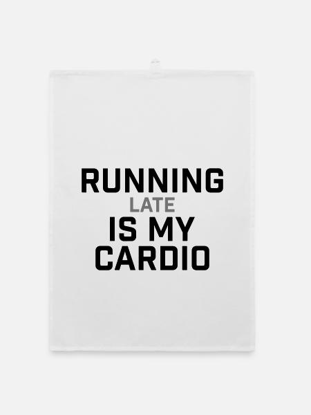 Courir en retard, c’est mon cardio qui le dit - Torchon bio - blanc - Devant