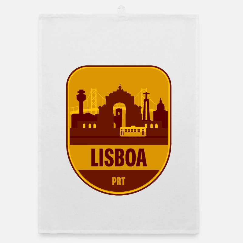 Lisboa Skyline Tram Organic dish towel