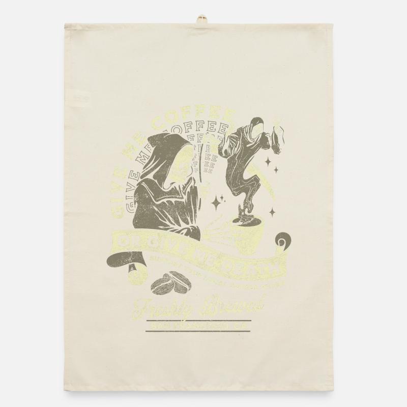 Kaffee oder Tod: Frisch Gebrüht Organic Geschirrtuch