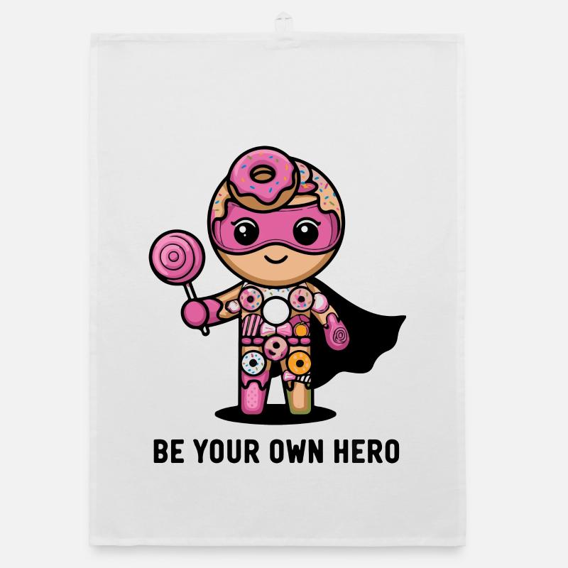 Be Your Own Hero Donut Character Organic dish towel