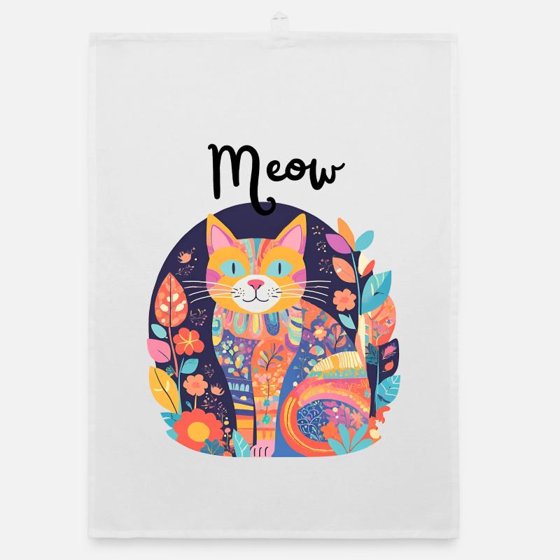 Colorful Cat Patchwork Anthology Organic dish towel