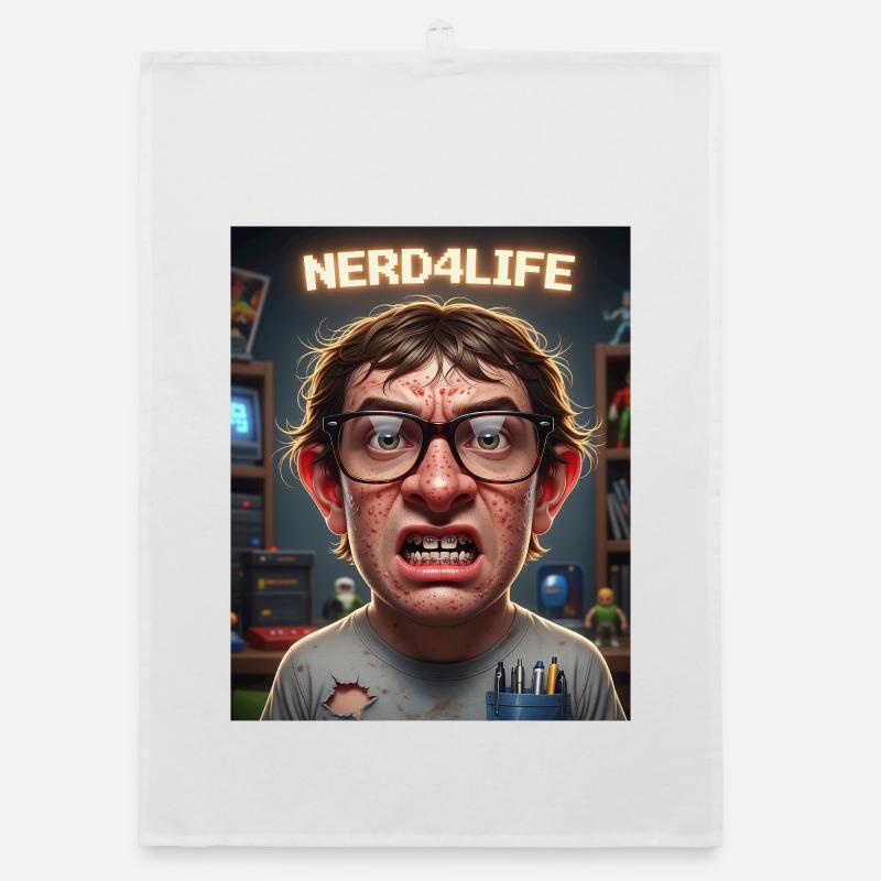 Nerd4Life Impression de style pixel - Torchon bio - blanc