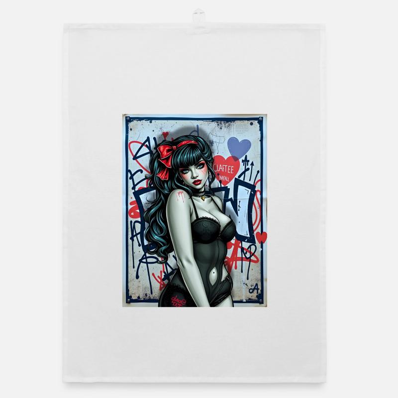 Illustration Gothic avec Graffiti Urbain Torchon bio