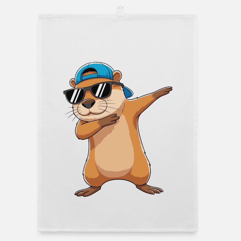 Dessin animé de lunettes de soleil Otter Cool Dabbing Torchon bio