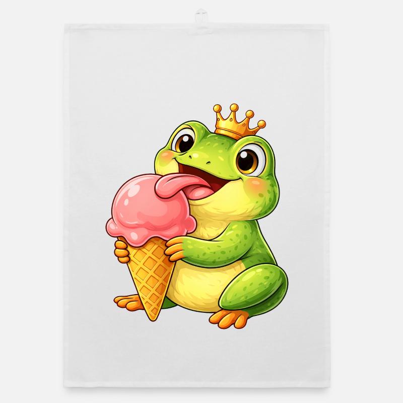 Mignon roi grenouille avec de la glace Torchon bio