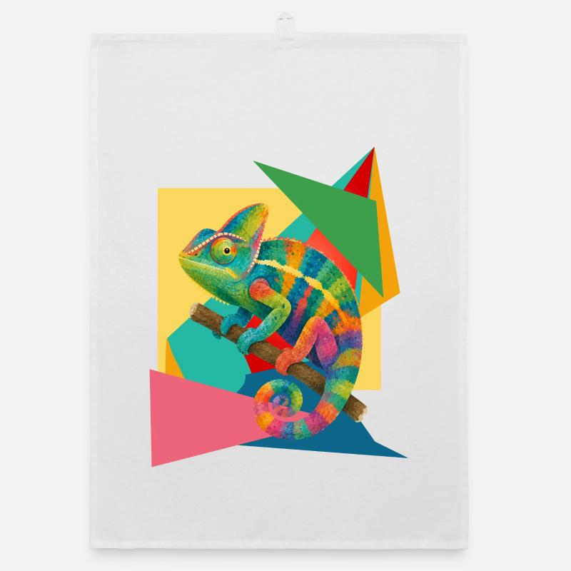 Buntes Chamäleon Geometrie Kunst  Organic Geschirrtuch