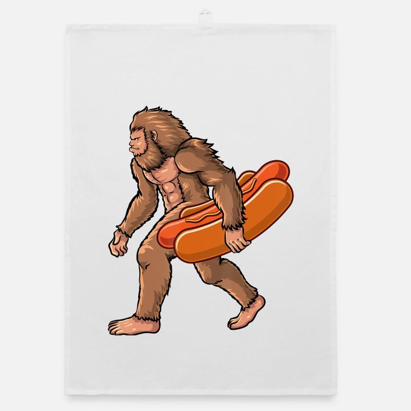 Randonnée du Bigfoot à hot-dog - Torchon bio - blanc