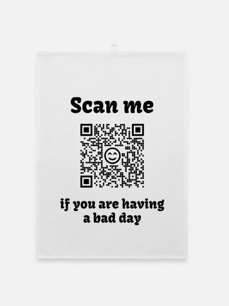 QR-Code mit liebevoller Botschaft - Organic Geschirrtuch - Weiß - Vorne