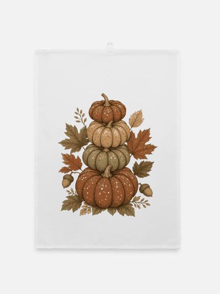 Herbst-Pumpkin-Turm - Organic Geschirrtuch - Weiß