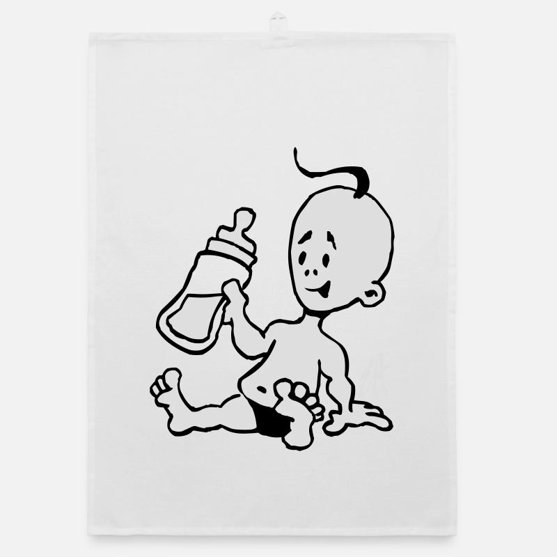 Baby with a milk bottle Organic dish towel