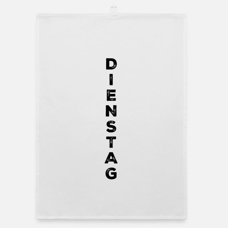 Dienstag - schwarz - Organic Geschirrtuch - Weiß