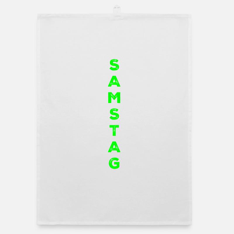 Saturday - green Organic dish towel