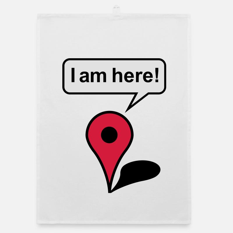 I am here! Google Maps - Organic Geschirrtuch - Weiß