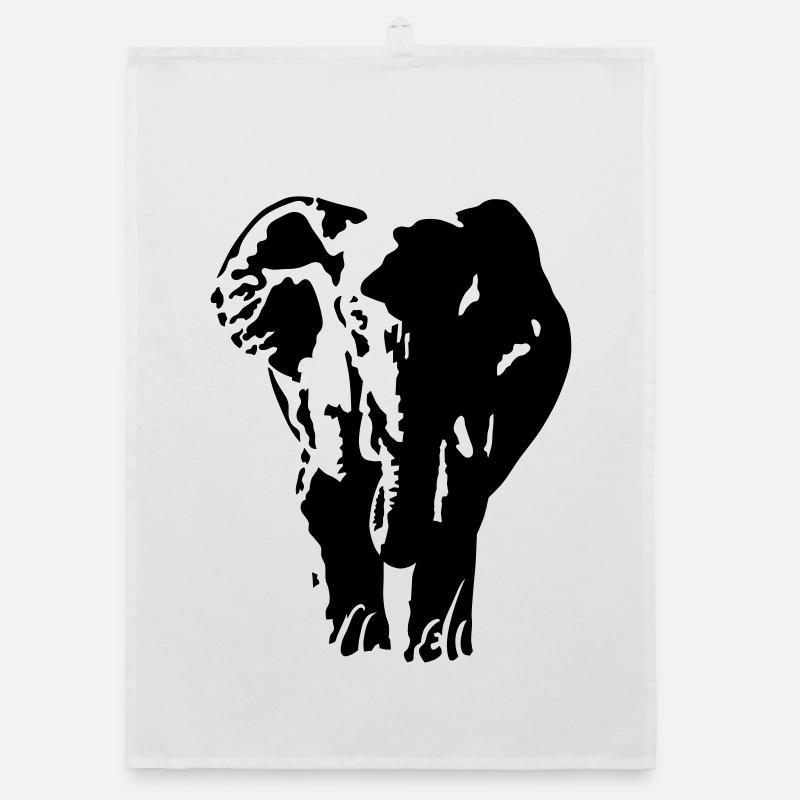 Elephant - Organic dish towel - white