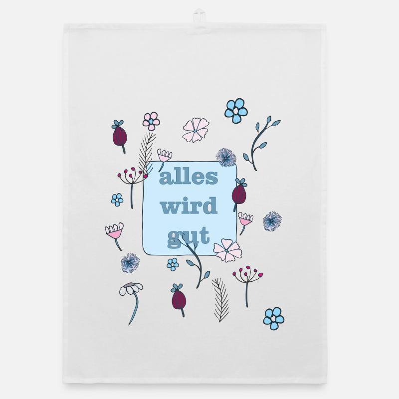 alles wird gut in blau Organic Geschirrtuch
