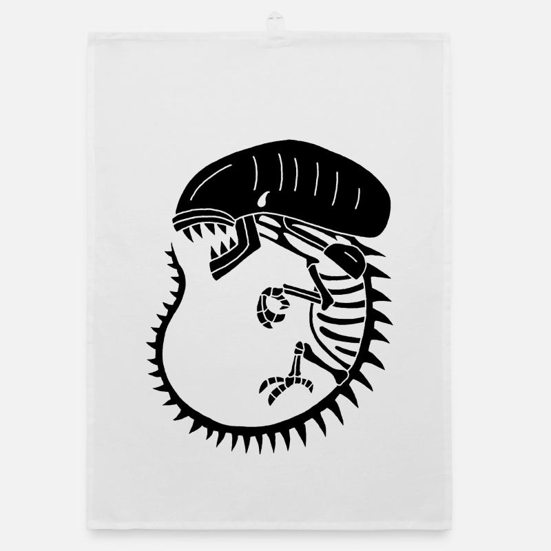 Squelette de monstre extraterrestre noir Torchon bio