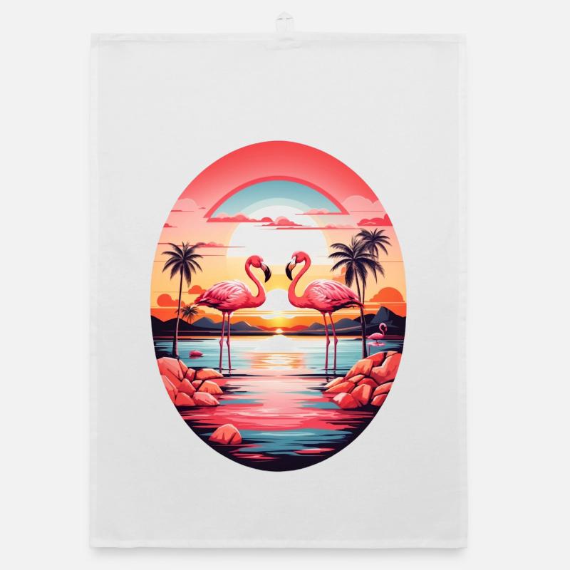 Flamingos Organic dish towel