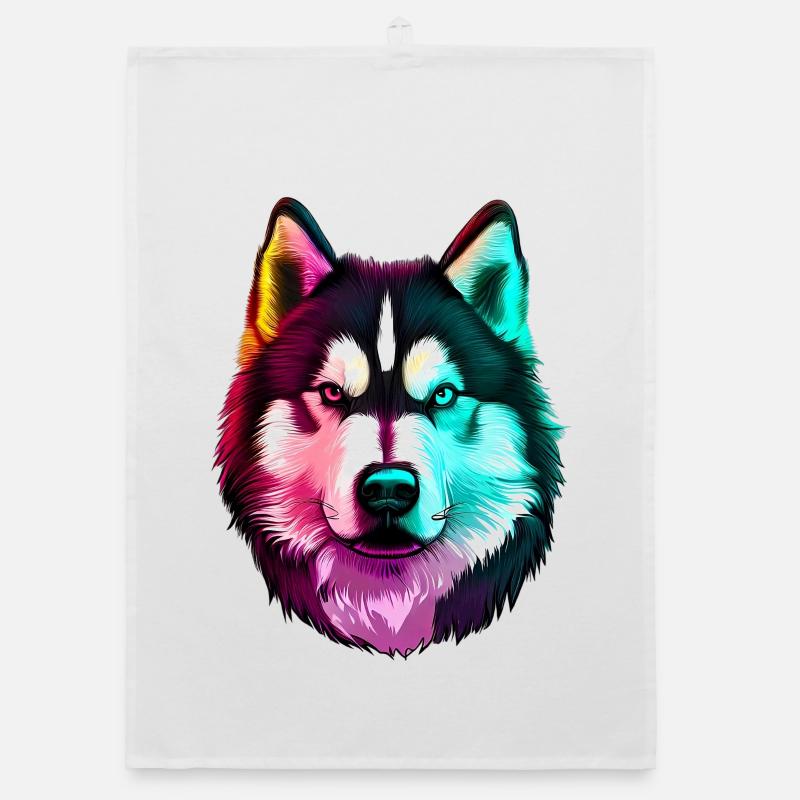 Wolf Husky Dog Organic dish towel