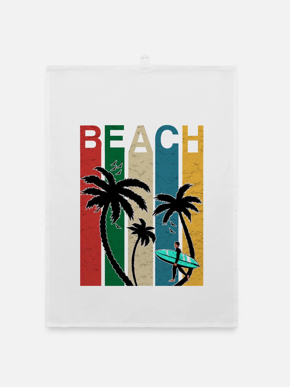Farbige Beach Fun - Organic Geschirrtuch - Weiß - Vorne
