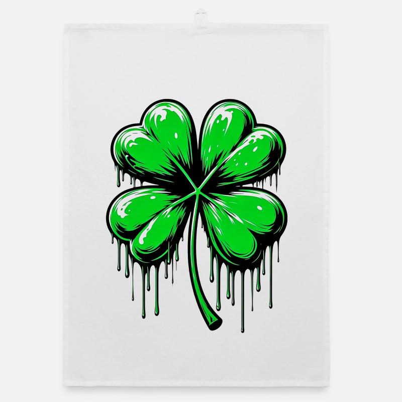 Vierblättriges Kleeblatt Organic Geschirrtuch