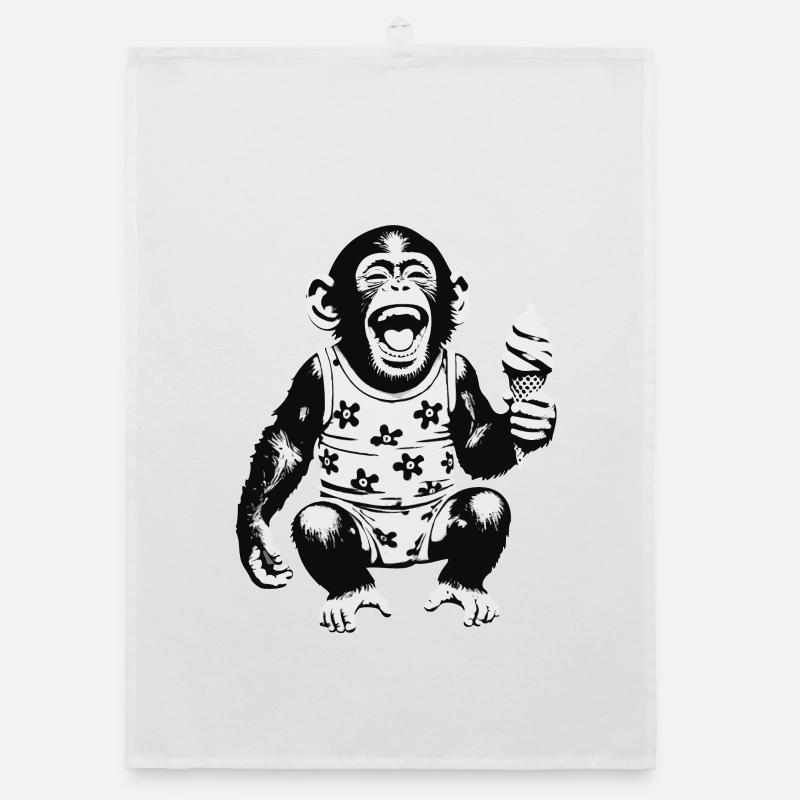 Lachendes Äffchen mit Eis Organic Geschirrtuch