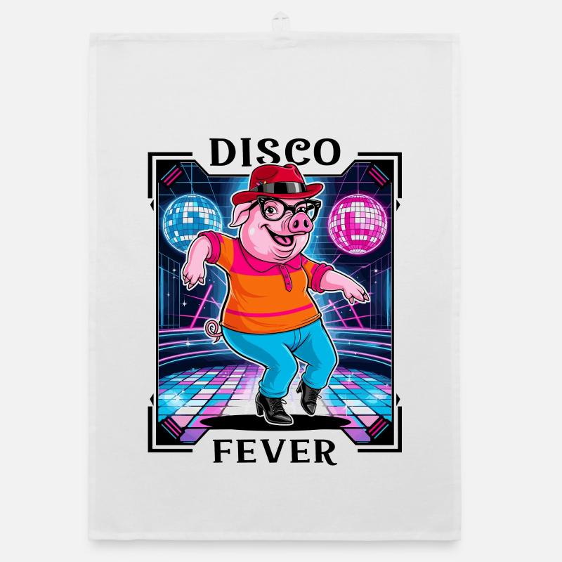 Cooles Disco Schwein Organic Geschirrtuch