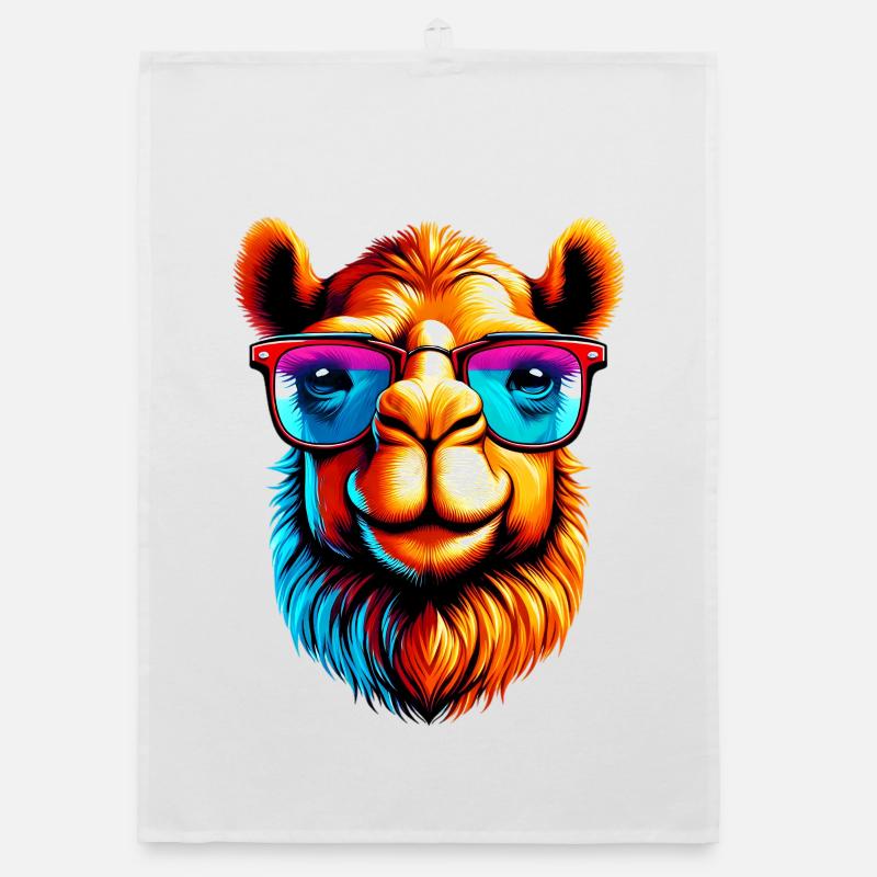 Camel avec lunettes de soleil Torchon bio