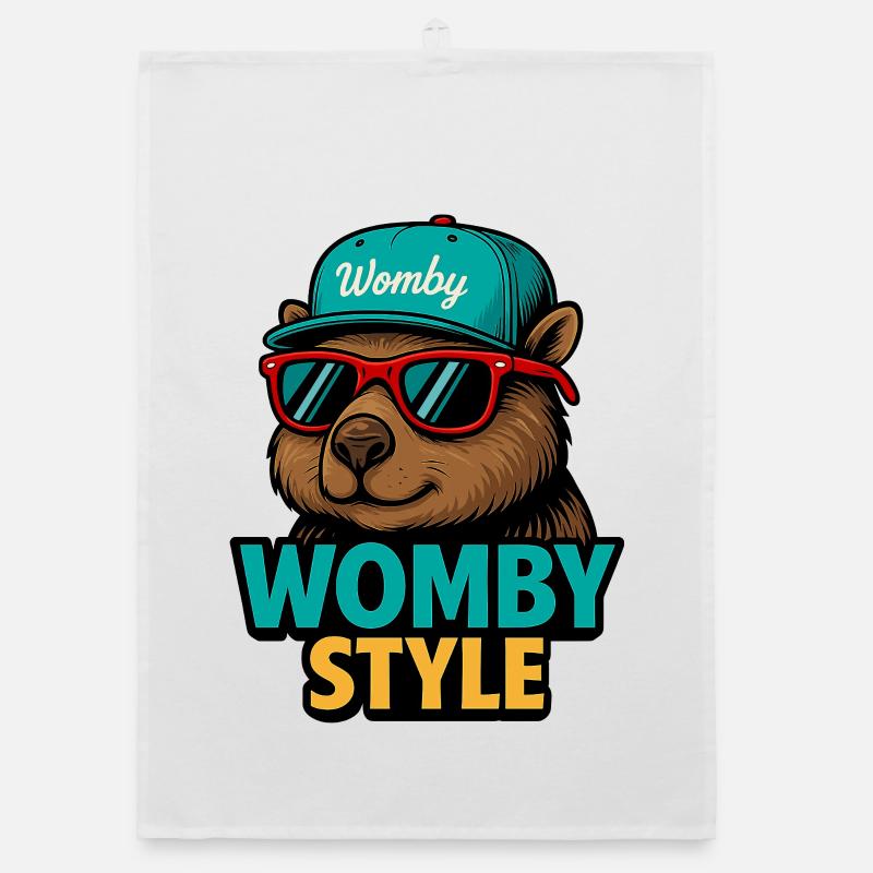Womby Style Beaver with Sunglasses Organic dish towel