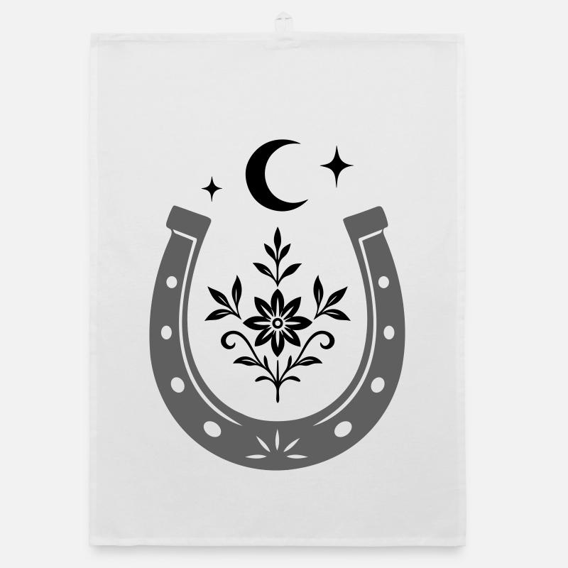 Fer à cheval avec fleur et lune - Lucky Design Torchon bio