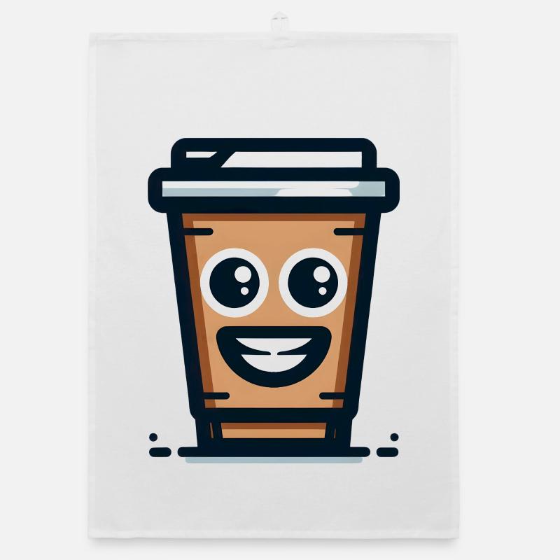 Illustration de tasse à café joyeuse Torchon bio