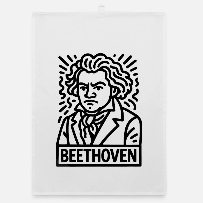 Ludwig van Beethoven - Organic Geschirrtuch - Weiß