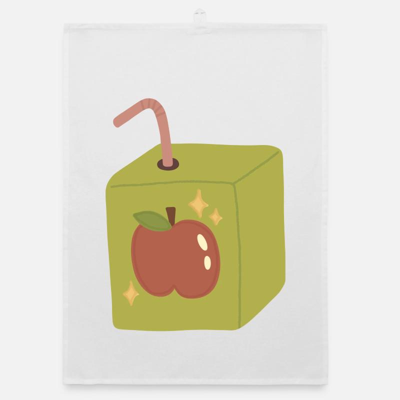 Whimsical Apple Juice Box Design Organic dish towel