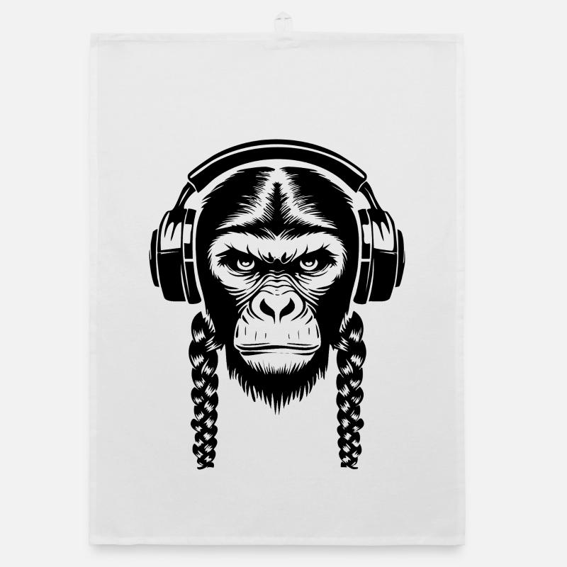 Funky Monkey Head Loop Beat Edition Shirt Organic dish towel