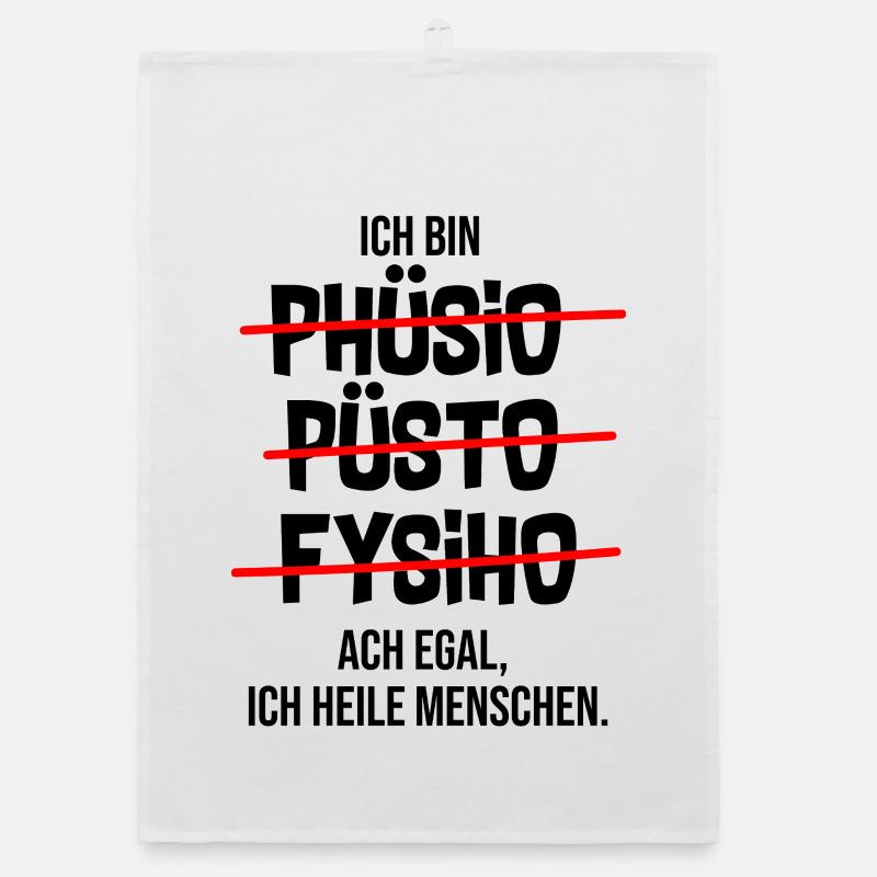 Physiotherapeuten Lustige Beruf Geschenk Spruch  - Organic Geschirrtuch - Weiß
