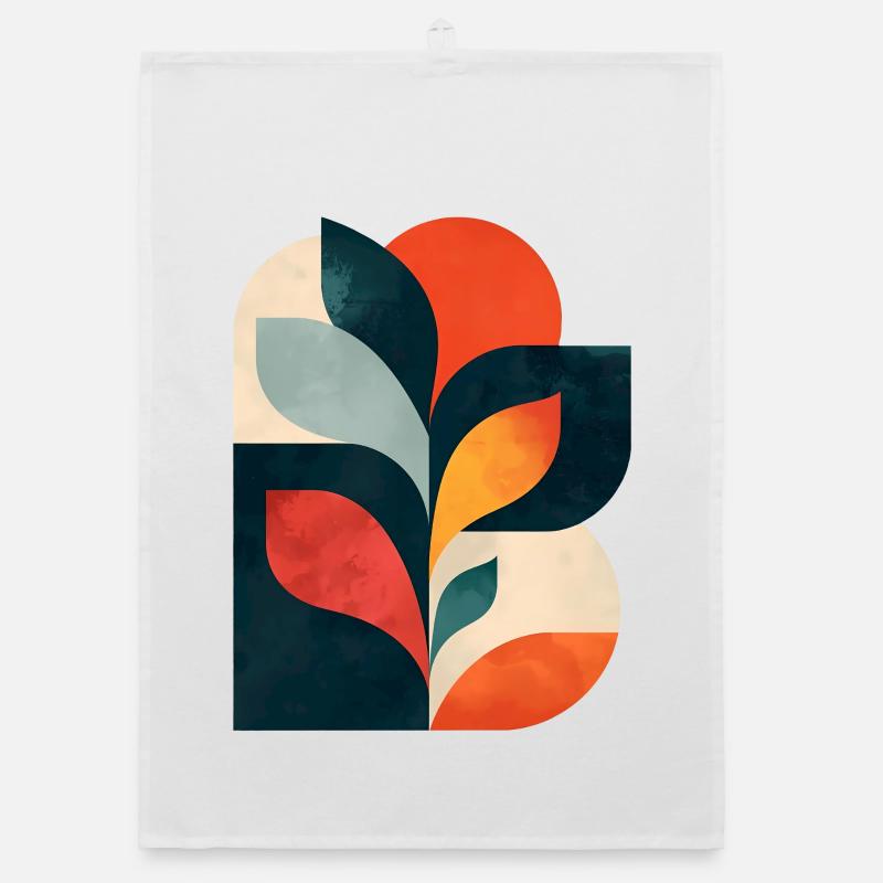 Abstract Botanical Collage - Modern Geometric Art Organic dish towel