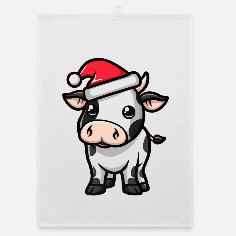 Cow Christmas Organic dish towel