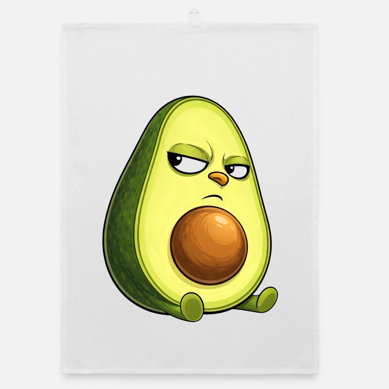 Cool avocado with sunglasses skeptical look Organic dish towel