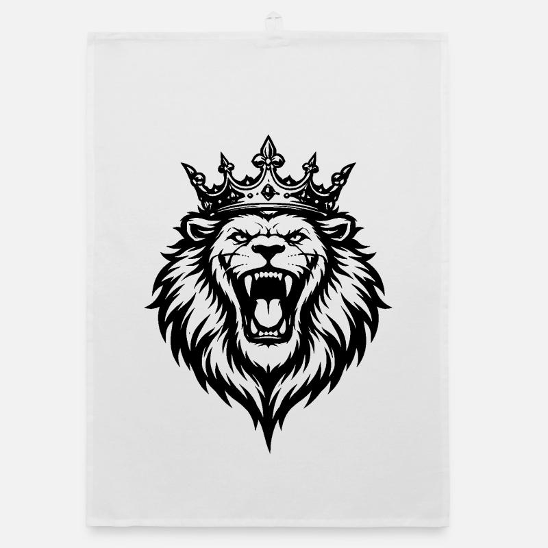 Roaring Lion with Crown Organic dish towel