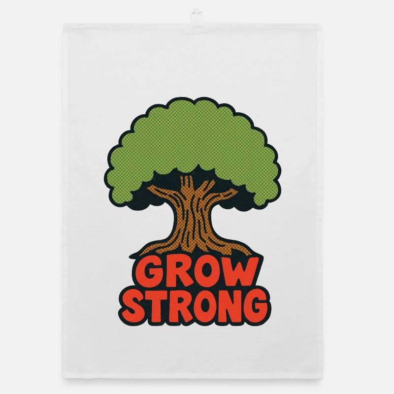 Logo rétro Grow Strong Tree Torchon bio