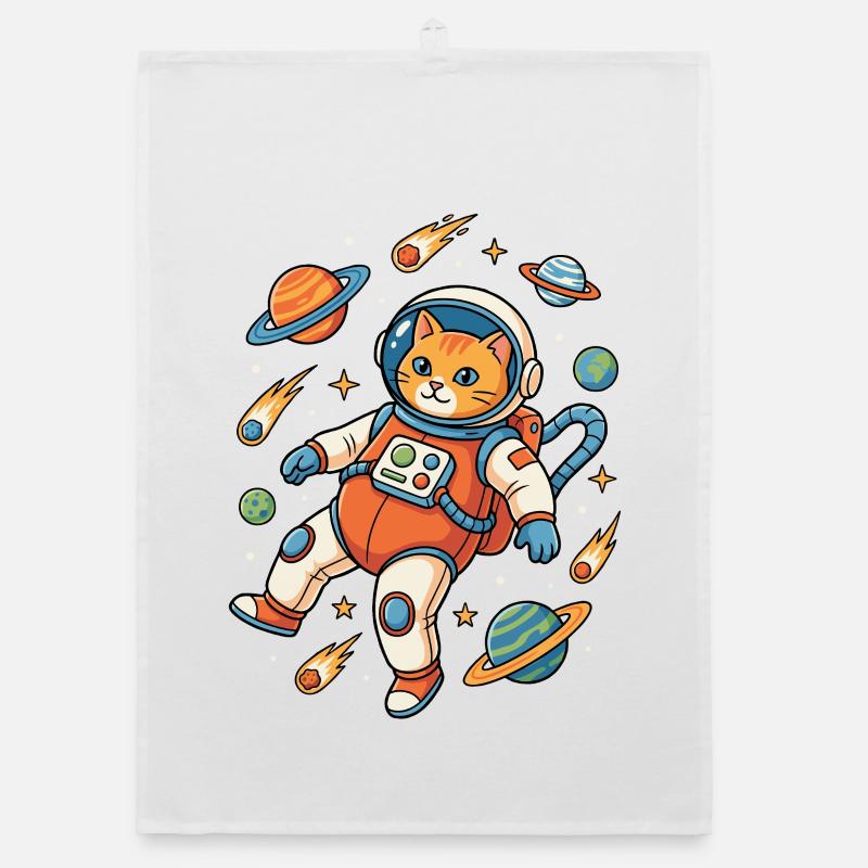 Cosmic Cat in Orbit Organic Geschirrtuch