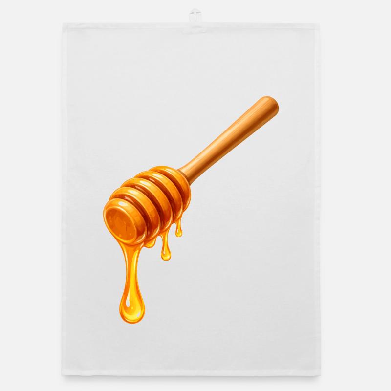 Honiglöffel mit tropfendem Honig Illustration  Organic Geschirrtuch