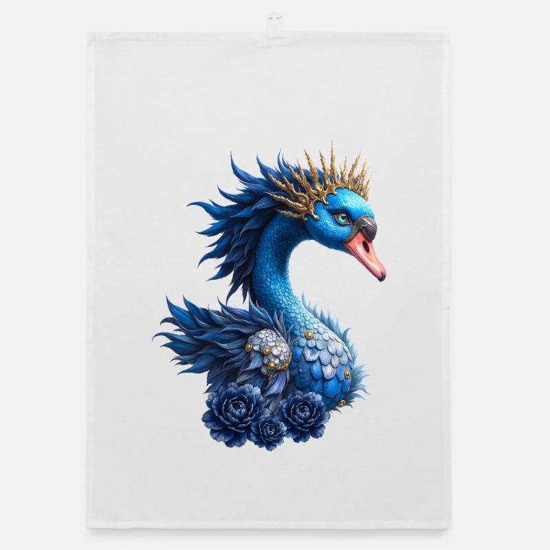 Royal Blue Bird with Crown Organic dish towel