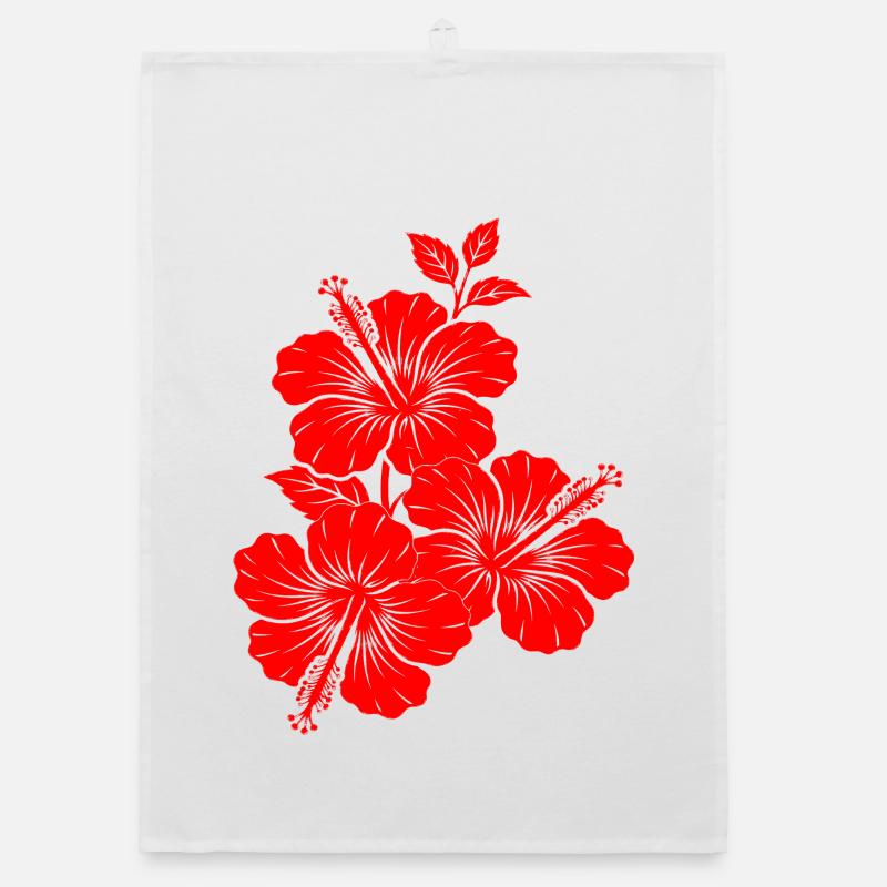 Silhouette triple de floraison d’hibiscus rouge Torchon bio